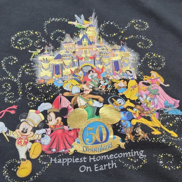 Disneyland Zip Up Hoodie Mens XL 50th Anniversary Jacket Black Mickey Mouse - Picture 9 of 9